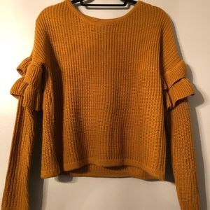 Mustard Charlotte Russe Ruffle Sleeve Sweater